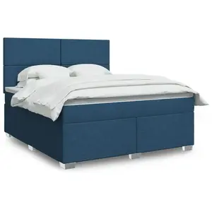 vidaXL Sommier à lattes de lit avec matelas Bleu 180x200 cm Tissu pas cher
