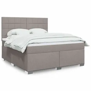 vidaXL Sommier à lattes de lit avec matelas Taupe 180x200 cm Tissu pas cher