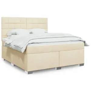 vidaXL Sommier à lattes de lit avec matelas Crème 180x200 cm Tissu pas cher