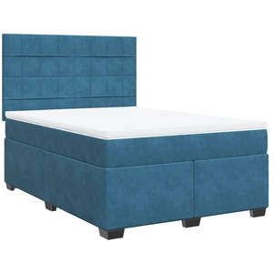 vidaXL Sommier à lattes de lit et matelas bleu 140x190 cm velours