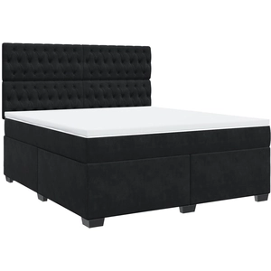 vidaXL Sommier à lattes de lit avec matelas Noir 140x190 cm Velours pas cher