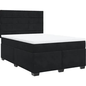 vidaXL Sommier à lattes de lit avec matelas Noir 140x190 cm Velours pas cher