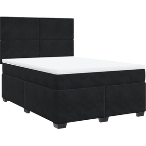 vidaXL Sommier à lattes de lit avec matelas Noir 140x190 cm Velours pas cher
