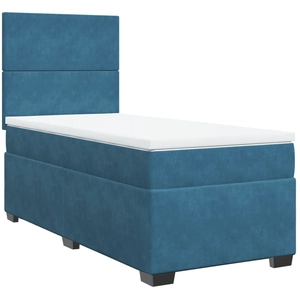 vidaXL Sommier à lattes de lit et matelas bleu 140x190 cm velours pas cher