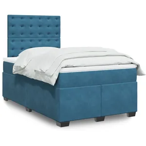 vidaXL Sommier à lattes de lit et matelas bleu 120x200 cm velours pas cher