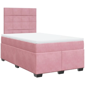 vidaXL Sommier à lattes de lit avec matelas Rose 120x200 cm Velours pas cher