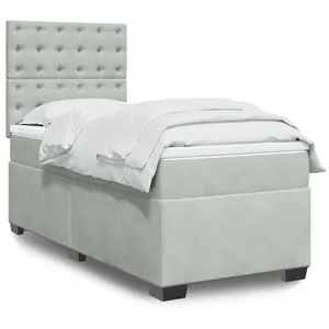 vidaXL Sommier à lattes de lit et matelas Gris clair 100x200cm Velours pas cher