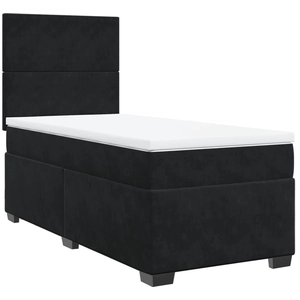 vidaXL Sommier à lattes de lit avec matelas Noir 100x200 cm Velours pas cher