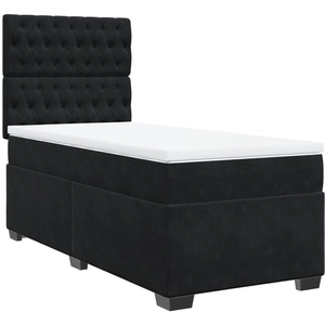 vidaXL Sommier à lattes de lit avec matelas Noir 90x200 cm Velours pas cher
