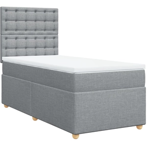 vidaXL Sommier à lattes de lit avec matelas Gris clair 200x200cm Tissu pas cher
