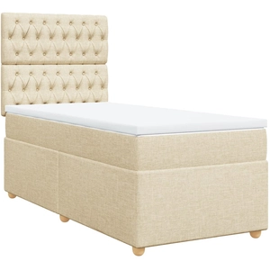 vidaXL Sommier à lattes de lit avec matelas Crème 200x200 cm Tissu pas cher