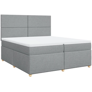 vidaXL Sommier à lattes de lit avec matelas Gris clair 200x200cm Tissu pas cher