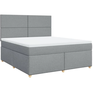 vidaXL Sommier à lattes de lit avec matelas Gris clair 180x200cm Tissu pas cher