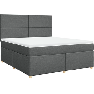 vidaXL Sommier à lattes de lit avec matelas Gris foncé 180x200cm Tissu pas cher