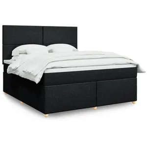 vidaXL Sommier à lattes de lit avec matelas Noir 180x200 cm Tissu pas cher