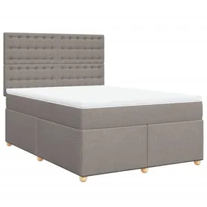 vidaXL Sommier à lattes de lit avec matelas Taupe 160x200 cm Tissu pas cher