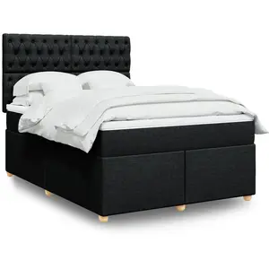 vidaXL Sommier à lattes de lit avec matelas Noir 160x200 cm Tissu pas cher