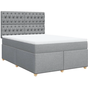 vidaXL Sommier à lattes de lit avec matelas Gris clair 160x200cm Tissu pas cher