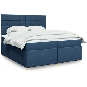 vidaXL Sommier à lattes de lit avec matelas Bleu 200x200 cm Tissu pas cher