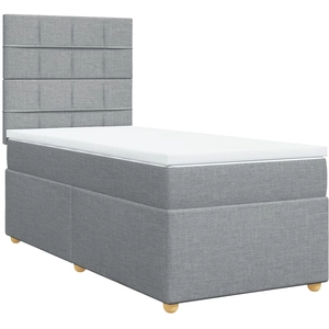 vidaXL Sommier à lattes de lit avec matelas Gris clair 180x200cm Tissu pas cher