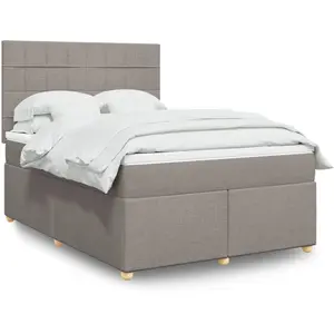 vidaXL Sommier à lattes de lit avec matelas Taupe 160x200 cm Tissu pas cher