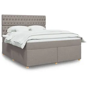 vidaXL Sommier à lattes de lit avec matelas Taupe 180x200 cm Tissu pas cher
