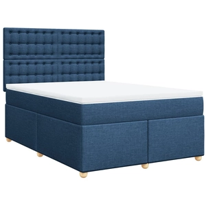 vidaXL Sommier à lattes de lit avec matelas Bleu 140x200 cm Tissu pas cher