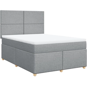 vidaXL Sommier à lattes de lit avec matelas Gris clair 160x200cm Tissu pas cher