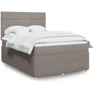 vidaXL Sommier à lattes de lit avec matelas Taupe 160x200 cm Tissu pas cher