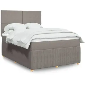 Comparateur de prix : vidaXL Sommier à lattes de lit avec matelas Taupe 160x200 cm Tissu
