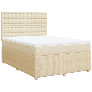 vidaXL Sommier à lattes de lit avec matelas Crème 140x200 cm Tissu pas cher