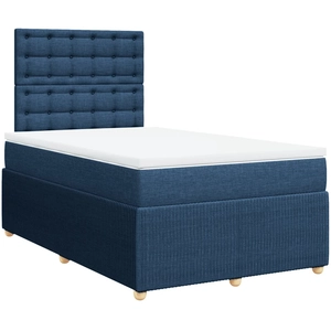 vidaXL Sommier à lattes de lit avec matelas Bleu 140x200 cm Tissu pas cher