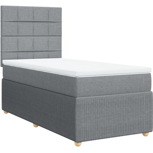 vidaXL Sommier à lattes de lit avec matelas Gris clair 140x200cm Tissu pas cher