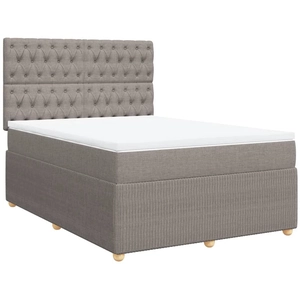 vidaXL Sommier à lattes de lit avec matelas Taupe 140x200 cm Tissu pas cher