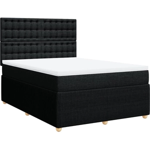 vidaXL Sommier à lattes de lit avec matelas Noir 140x200 cm Tissu pas cher