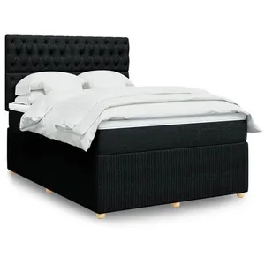 vidaXL Sommier à lattes de lit avec matelas Noir 140x200 cm Tissu pas cher