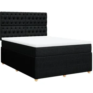 vidaXL Sommier à lattes de lit avec matelas Noir 140x190 cm Tissu pas cher