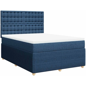 vidaXL Sommier à lattes de lit avec matelas Bleu 140x190 cm Tissu pas cher