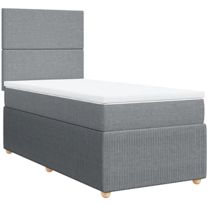 vidaXL Sommier à lattes de lit avec matelas Gris clair 140x200cm Tissu pas cher