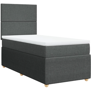 vidaXL Sommier à lattes de lit avec matelas Gris foncé 140x200cm Tissu pas cher