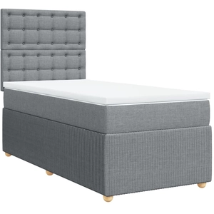 vidaXL Sommier à lattes de lit avec matelas Gris clair 100x200cm Tissu pas cher