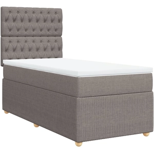 Sommier à lattes de lit avec matelas Taupe 100x200 cm Tissu Vidaxl Taupe pas cher