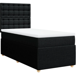 vidaXL Sommier à lattes de lit avec matelas Noir 90x200 cm Tissu pas cher