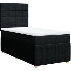 Sommier à lattes de lit avec matelas Noir 90x200 cm Tissu Vidaxl Noir pas cher