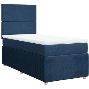 Sommier à lattes de lit avec matelas Bleu 90x200 cm Tissu Vidaxl Bleu pas cher