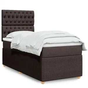 vidaXL Vidaxl Sommier À Lattes De Lit Avec Matelas Marron Foncé 90x190 Cm pas cher