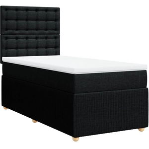 vidaXL Sommier à lattes de lit avec matelas Noir 90x190 cm Tissu pas cher