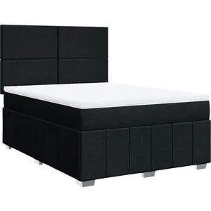 vidaXL Sommier à lattes de lit avec matelas Noir 160x200 cm Tissu pas cher