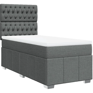 vidaXL Sommier à lattes de lit avec matelas Gris foncé 140x200cm Tissu pas cher