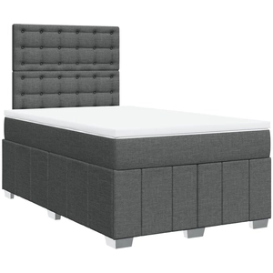 vidaXL Sommier à lattes de lit avec matelas Gris foncé 120x200cm Tissu pas cher
